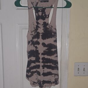 Tie-Dye Racerback Tank Top in Pale Pink And Brown